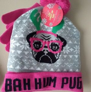 FIRM ON PRICE   Light-Up Pug Hat & Glove
